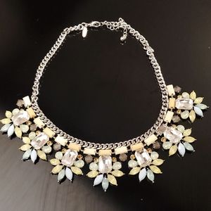 Statement necklace in peach, green, blue